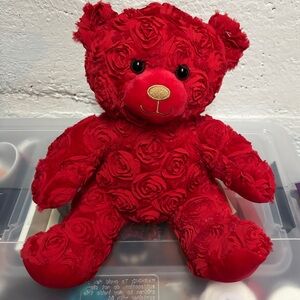 Build-A-Bear: Roses Teddy Bear; Height: 12 inches; Color: Red